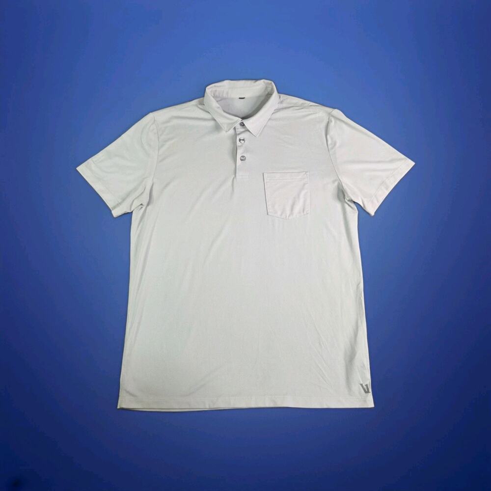Vuori Mens Strato Tech Polo Shirt Size M White V1000 Short Sleeve Golf C40